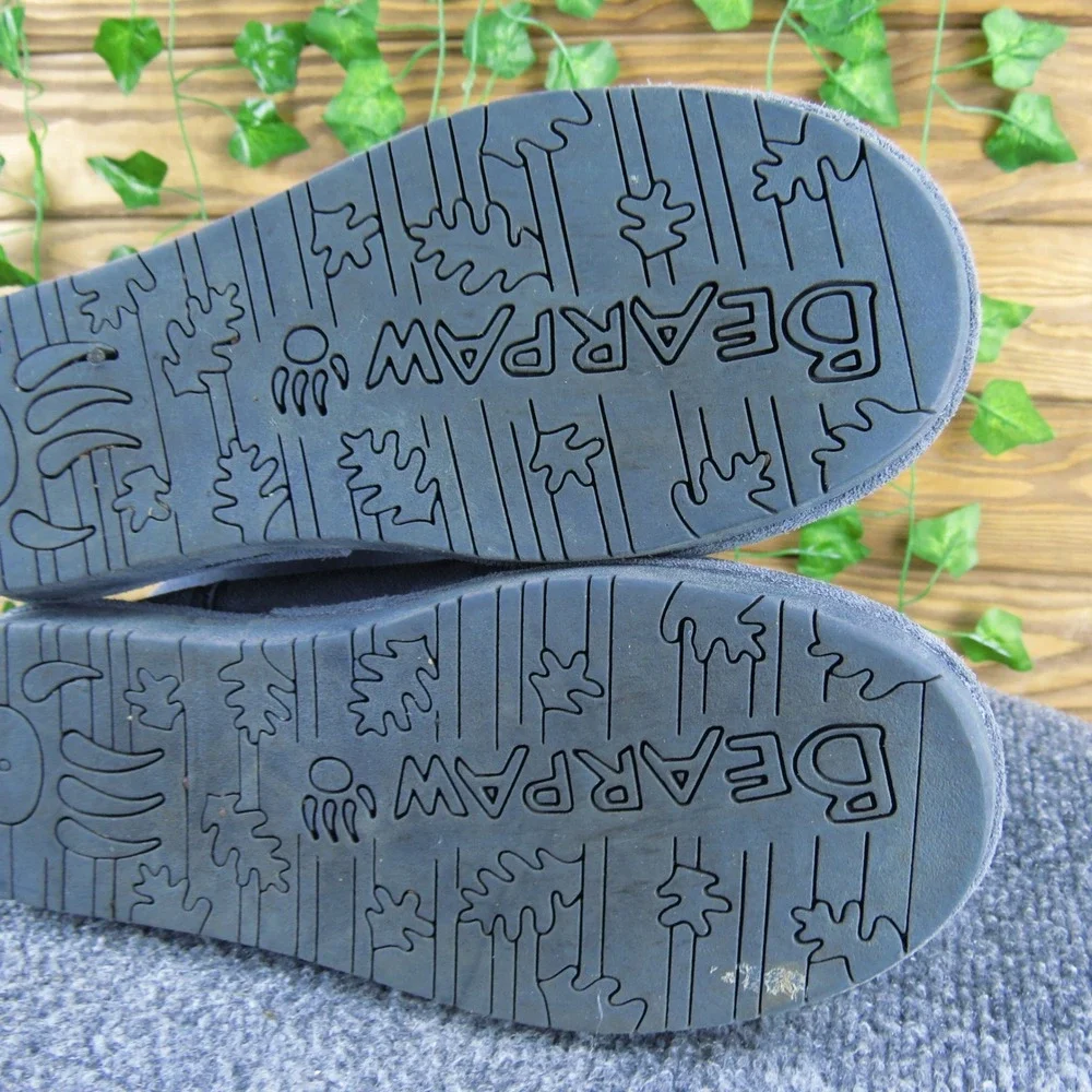 Bearpaw Tessa Womens 9 Gray Suede Shearling Lined Ankle Boots Buckle Winter Warm